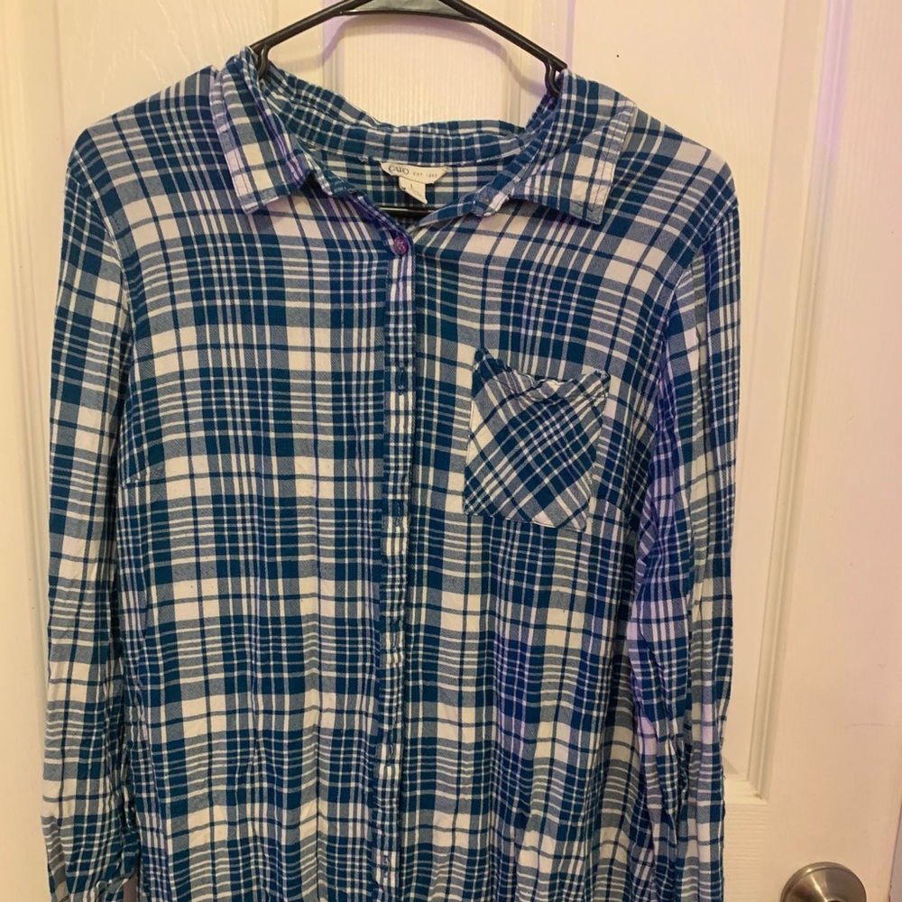 So comfy blue plaid shirt!